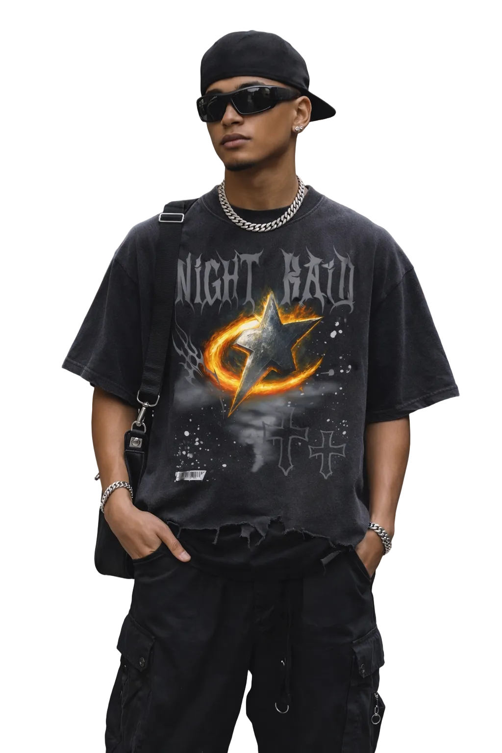 Vintage Wash Graphic Distressed Hem T-Shirt