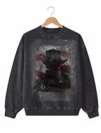 Dark Western Graphic Sweatshirt Crewneck,Vintage Washed