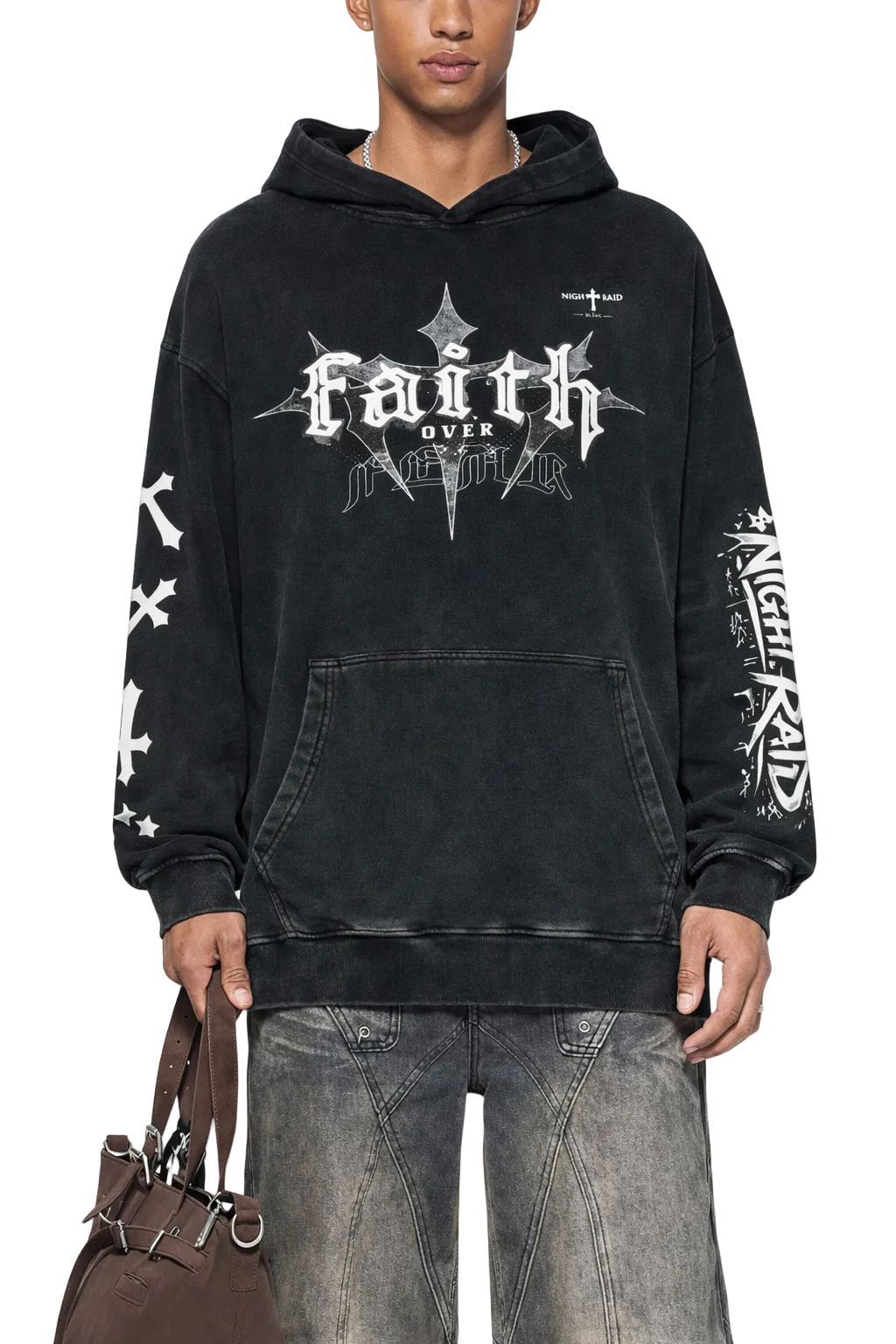 “Faith” Washed Black Vintage Hoodie