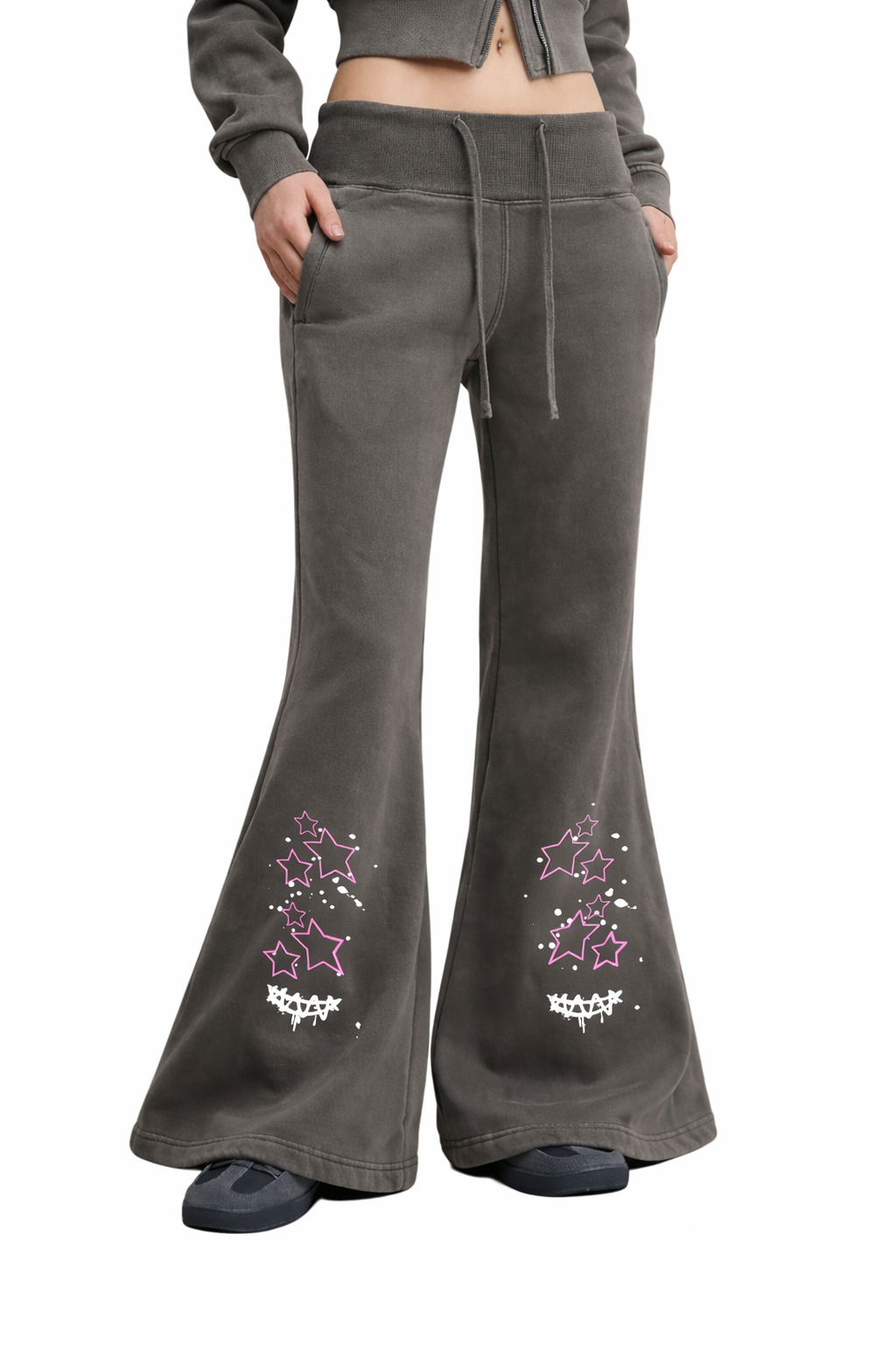 Vintage Washed Flared Fleece Pants