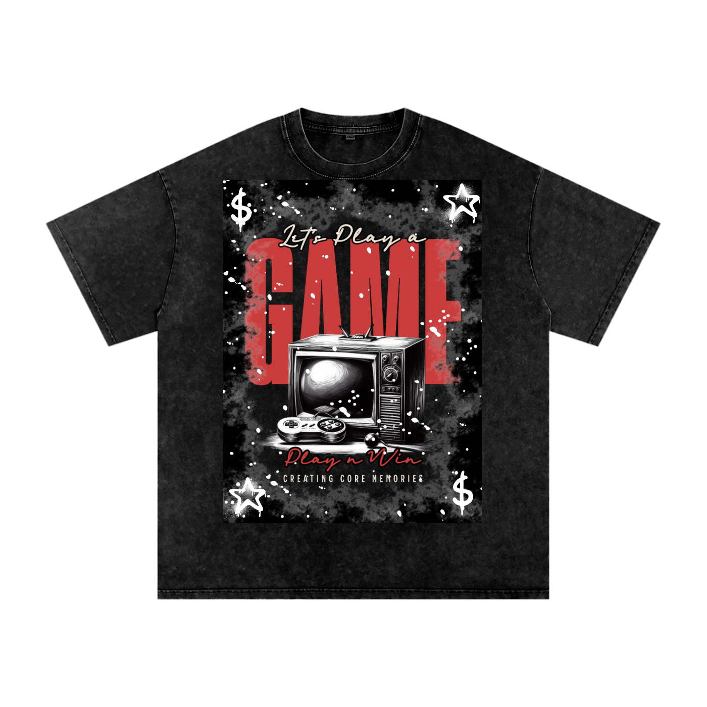 Snow Washed Retro Game Oversized T-Shirt