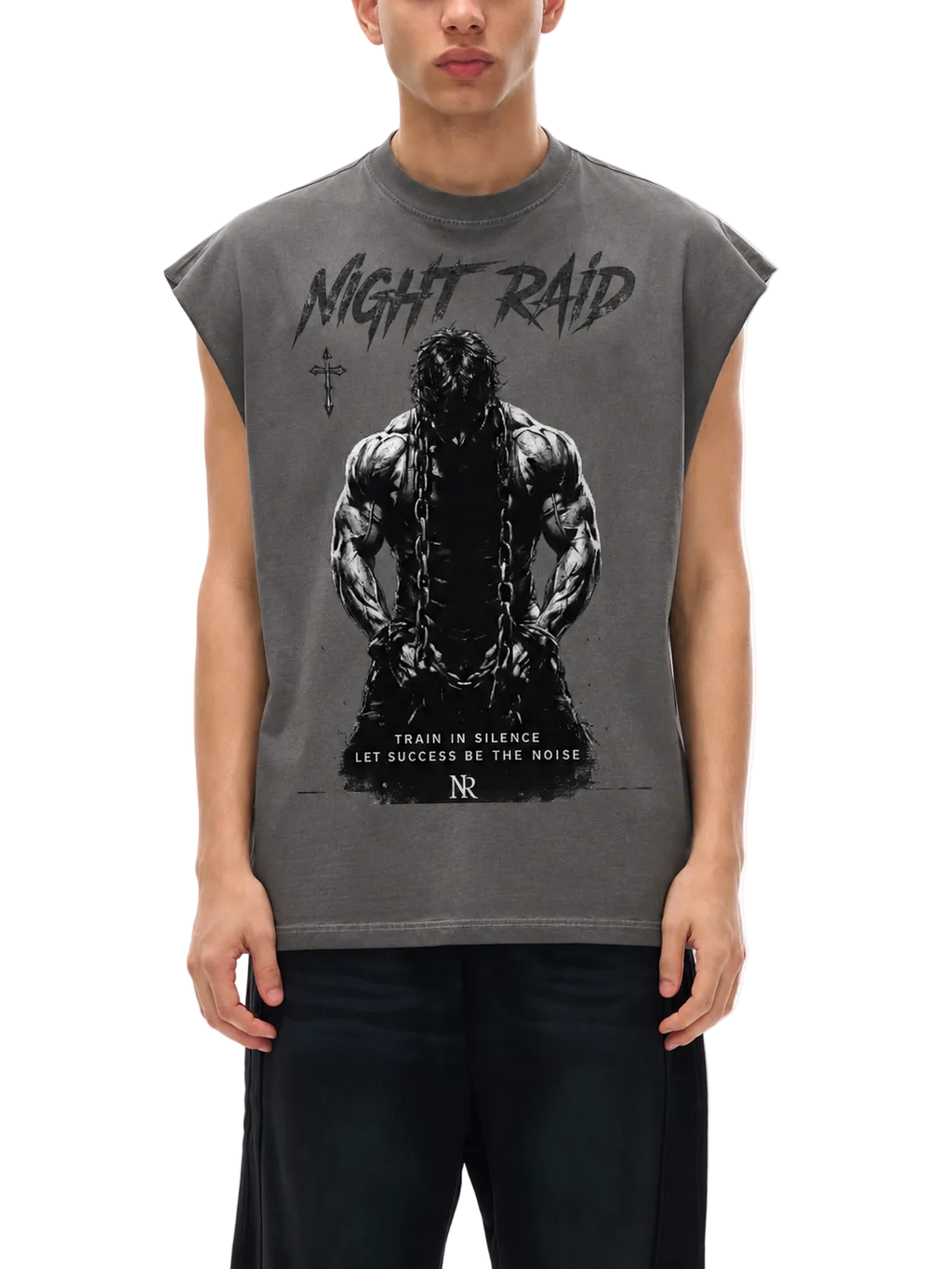 NightRaid “Train In Silence” Vintage Oversized Muscle Tank