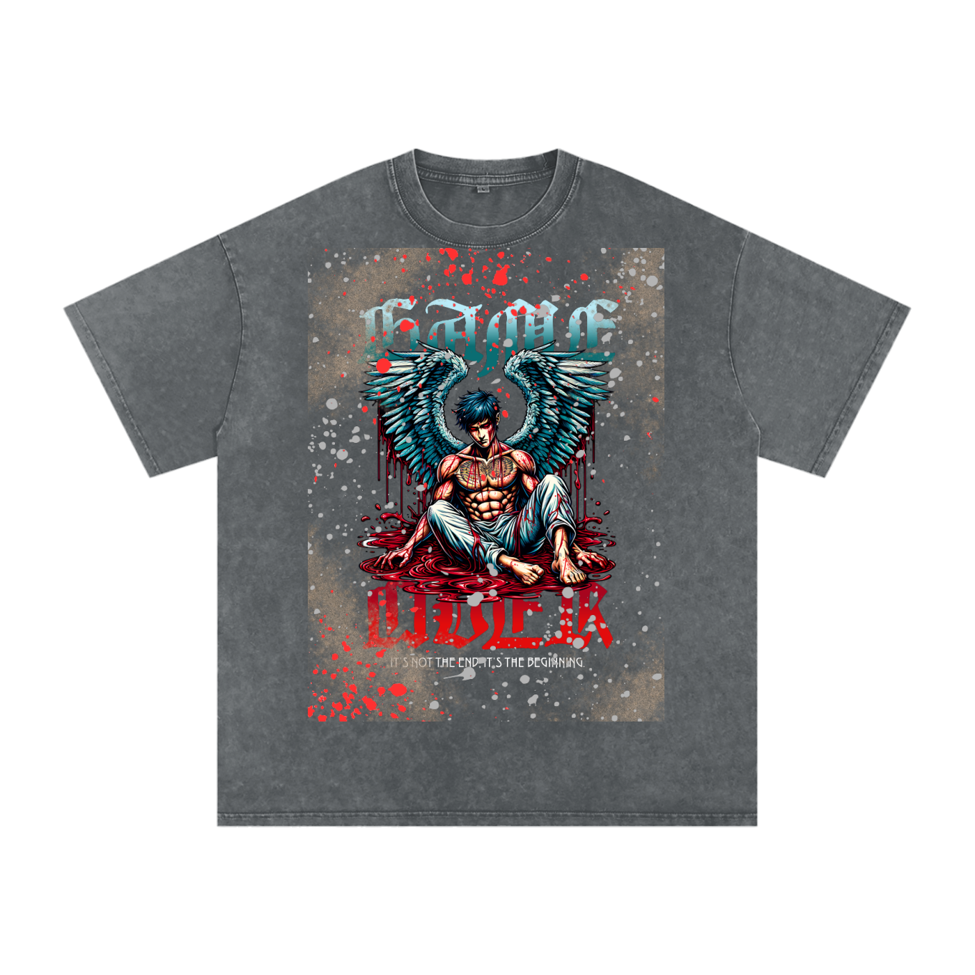 Snow Washed Bloody Angel Graphic Oversized T-Shirt