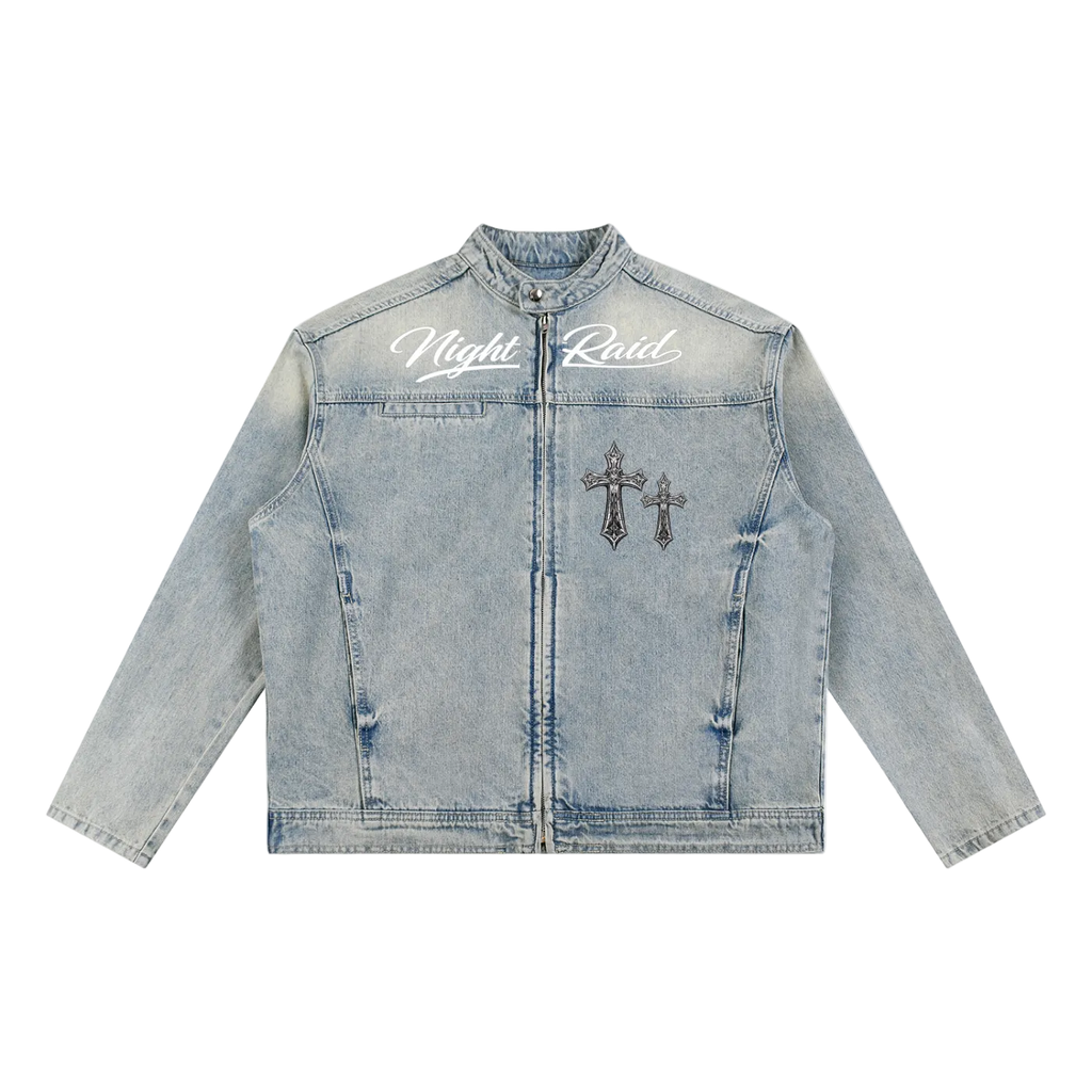 Vintage Wash Zip Denim Jacket