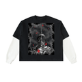 Samurai Graphic Layered Contrast Sleeve T-Shirt