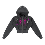 Vintage Washed Cropped Fleece Hoodie