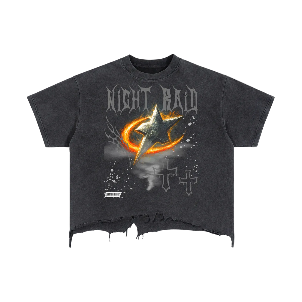 Vintage Wash Graphic Distressed Hem T-Shirt