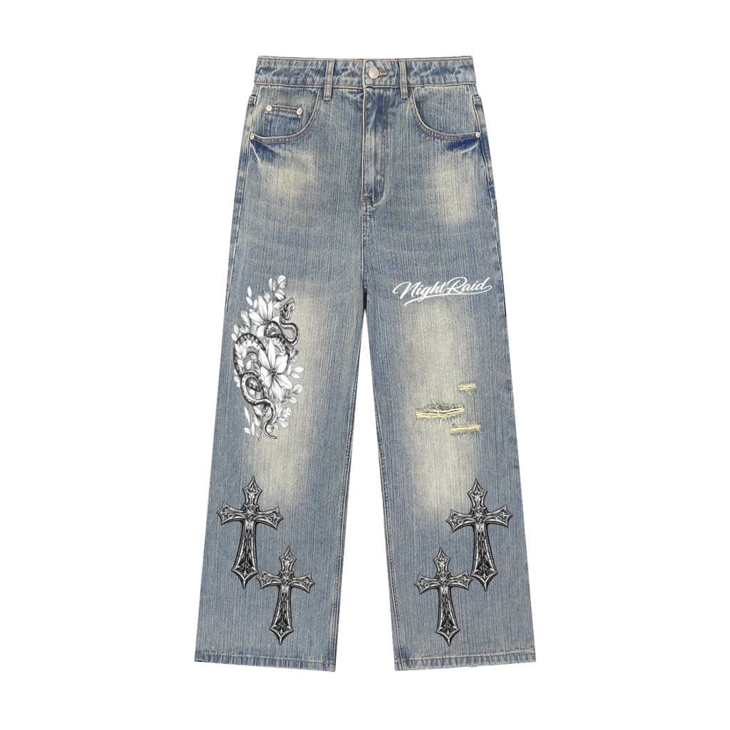 NightRaid “Nocturnal Relic” Vintage Distressed Denim