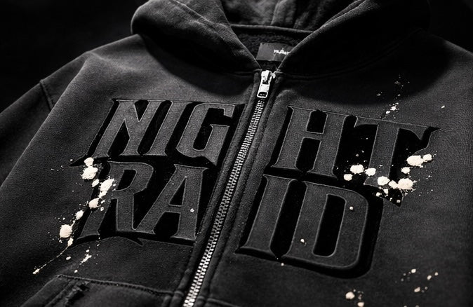 NightRaid “Obsidian Authority” Full-Zip Raw Edge Hoodie