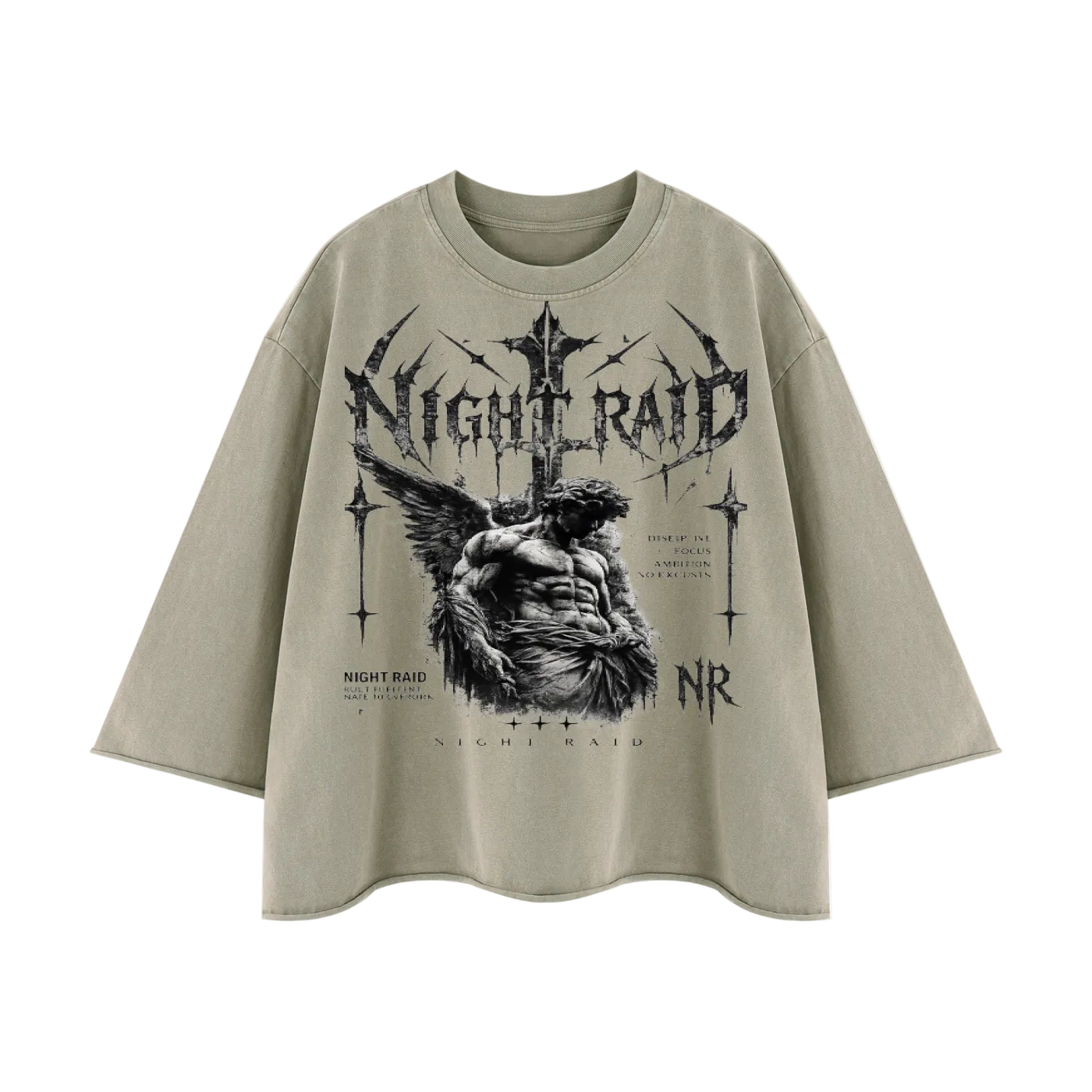 NightRaid — Fallen Ascension Oversized Raw Hem Tee