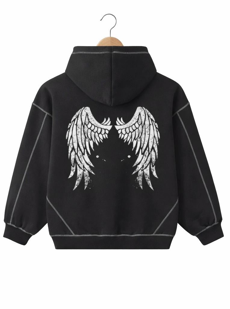 Dark Western Cowboy Graphic Pullover Vintage Washed