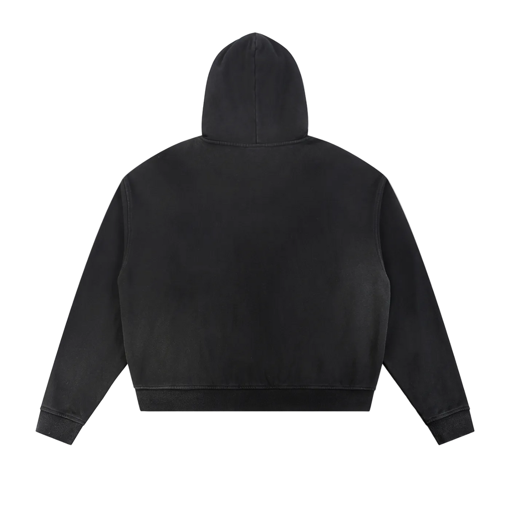 NightRaid “Obsidian Authority” Full-Zip Raw Edge Hoodie