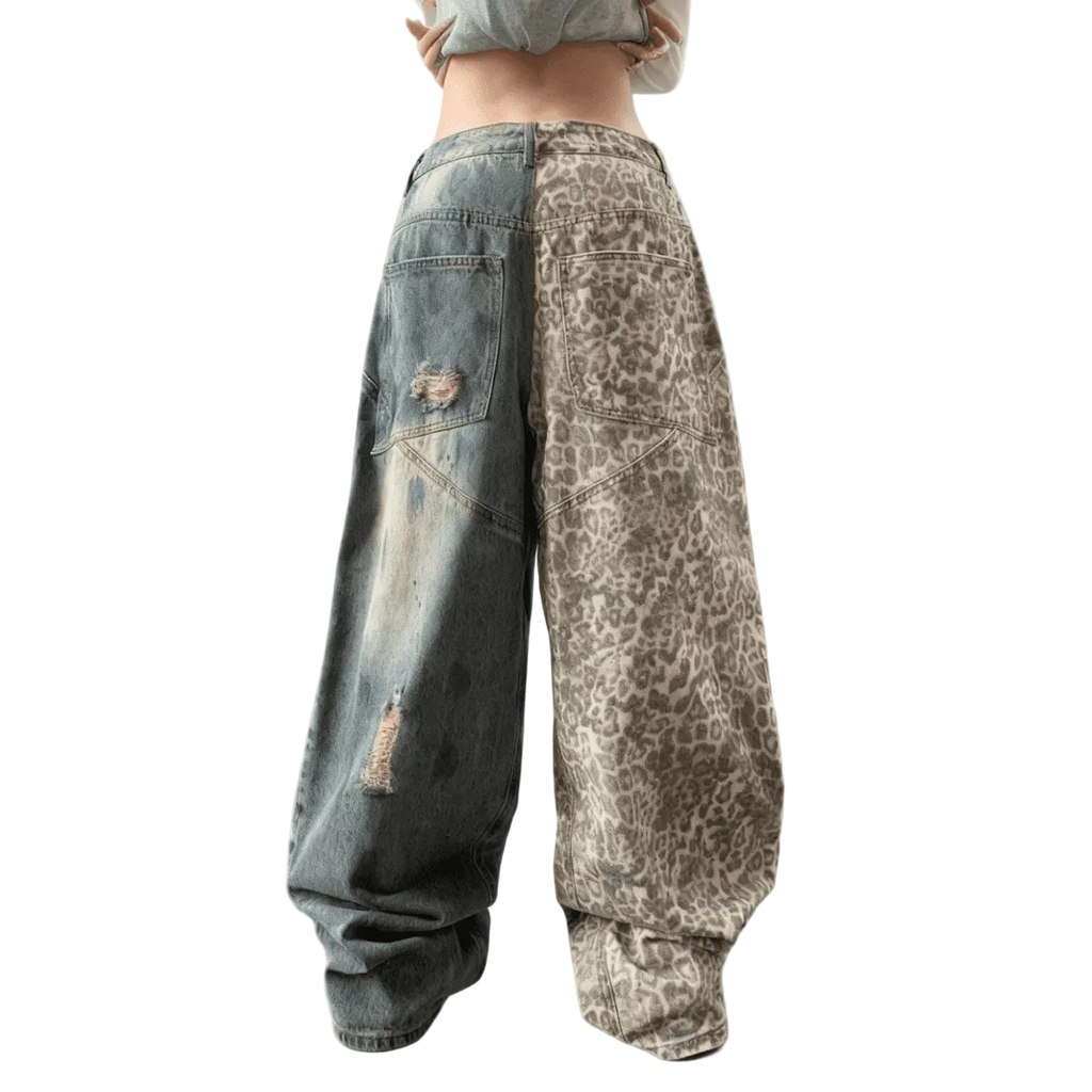 NightRaid “Split Instinct” Unisex Distressed Wide Leg Denim