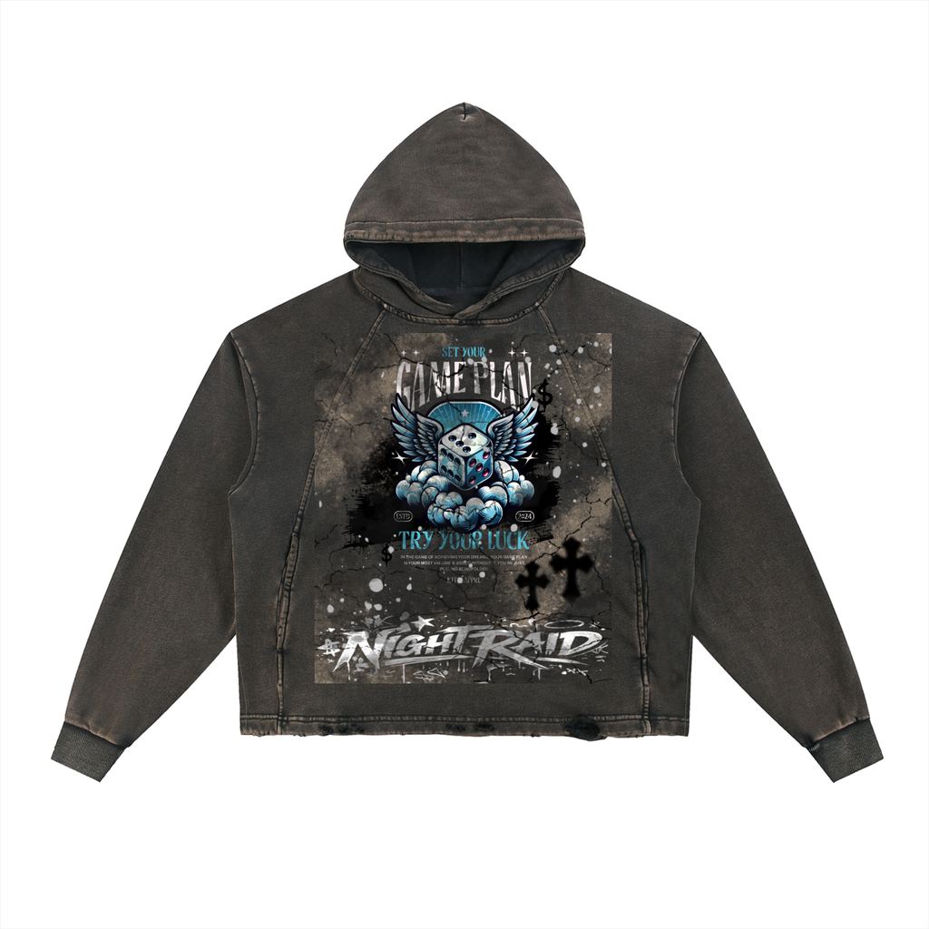 Vintage Washed Frayed-Hem Hoodie