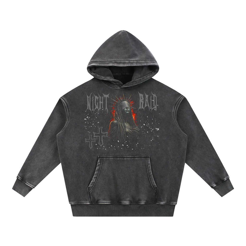 Oversized Vintage Hoodie – Distressed Heavyweight Pullover