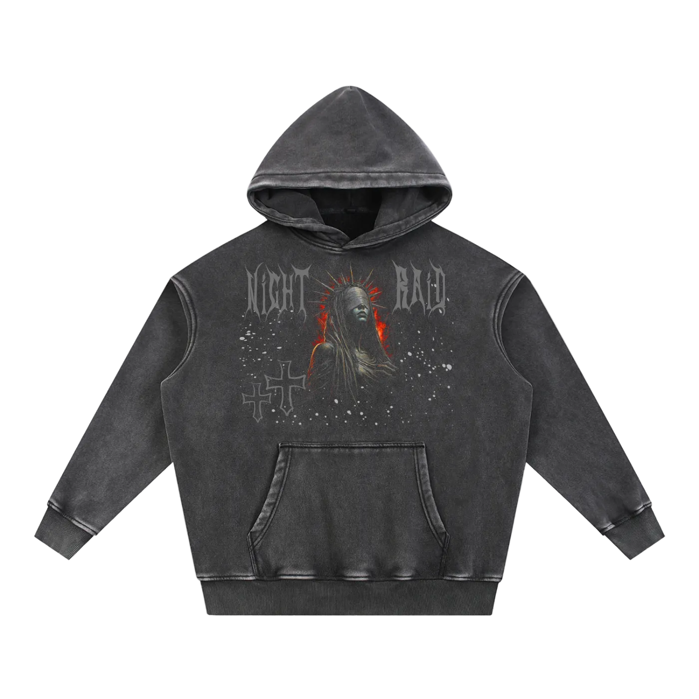 Oversized Vintage Hoodie – Distressed Heavyweight Pullover