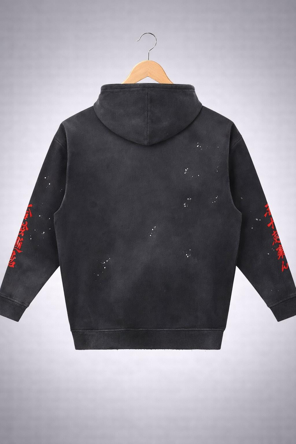 Dark Aesthetic Samurai Graphic Pullover Acid Wash