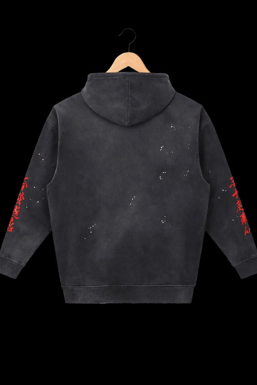 Dark Aesthetic Samurai Graphic Pullover Acid Wash
