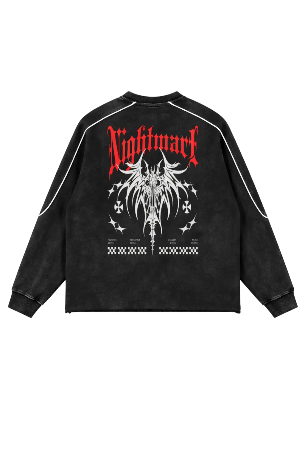 NIGHTRAID — Raw Hem Red OBSIDIAN Sweatshirt