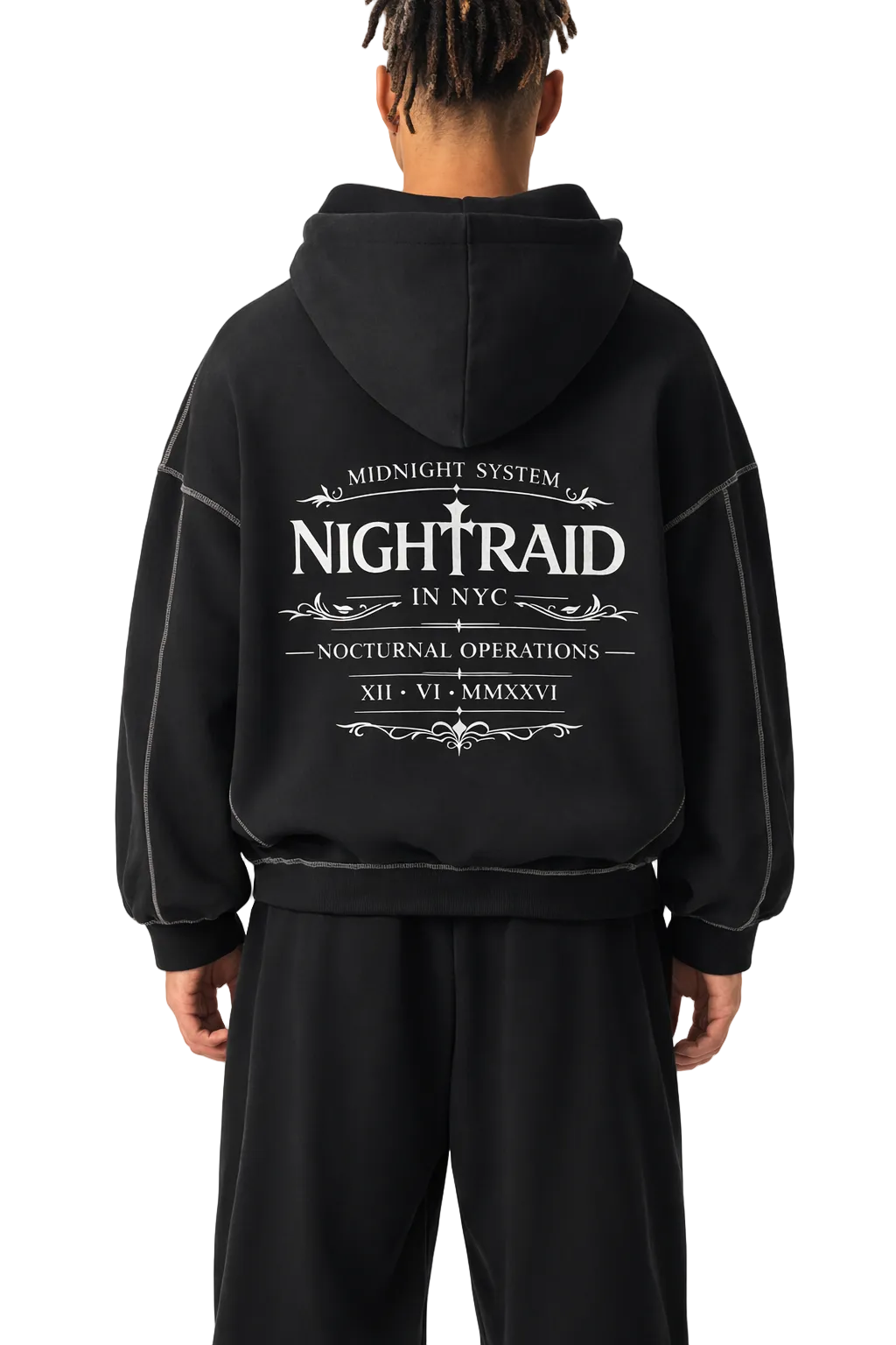 NightRaid “Architect” Contrast Stitch Zip Hoodie