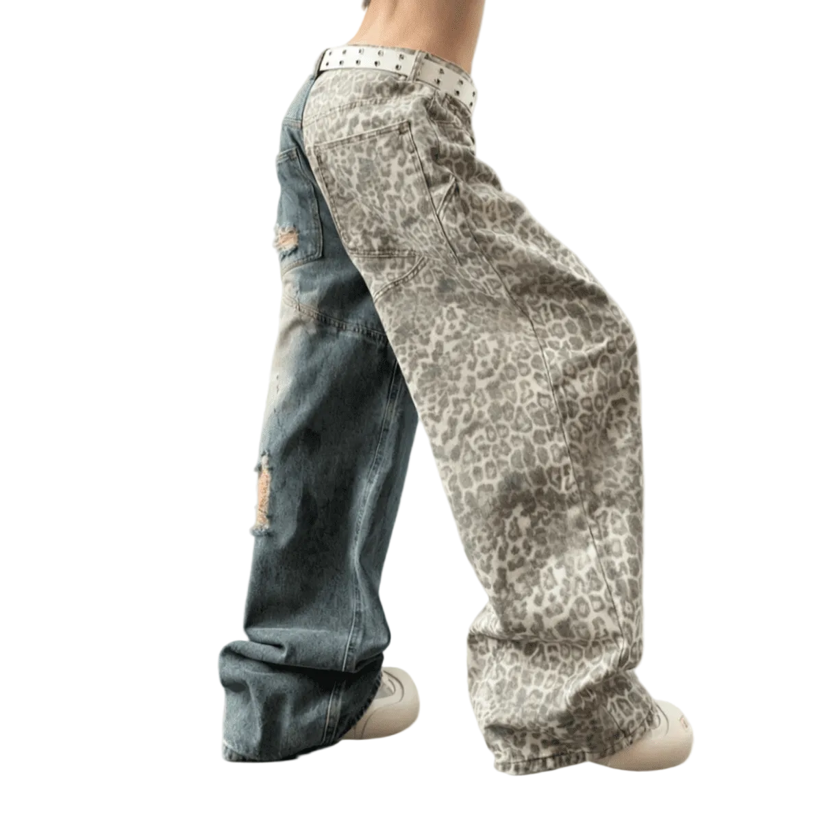 NightRaid “Split Instinct” Unisex Distressed Wide Leg Denim