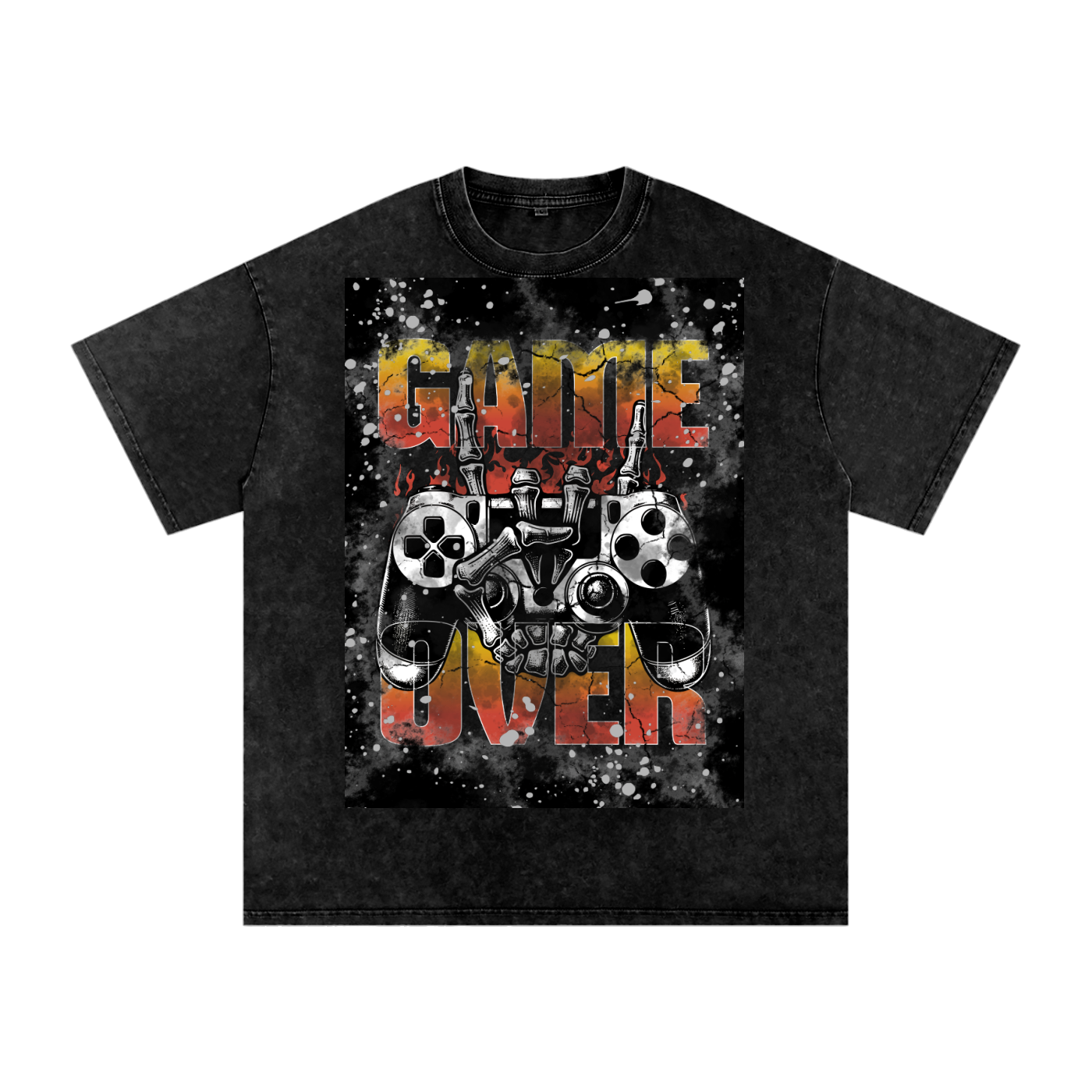 Snow Washed Game Over Graphic Oversized T-Shirt
