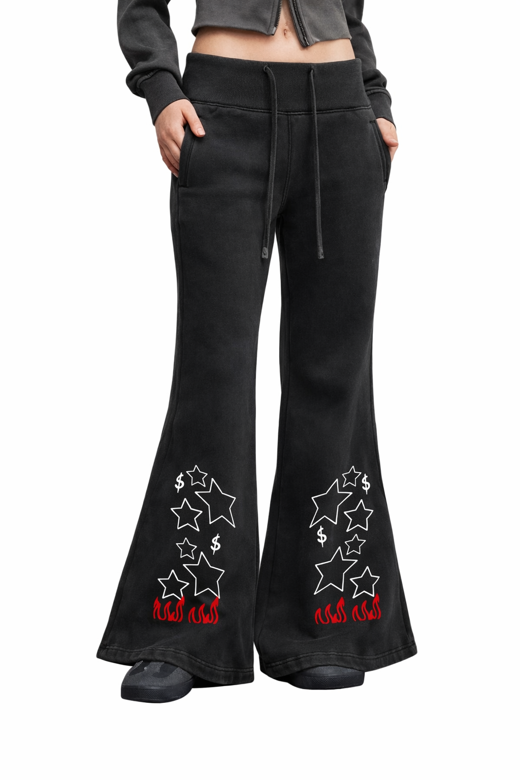 Vintage Washed Flared Fleece Pants