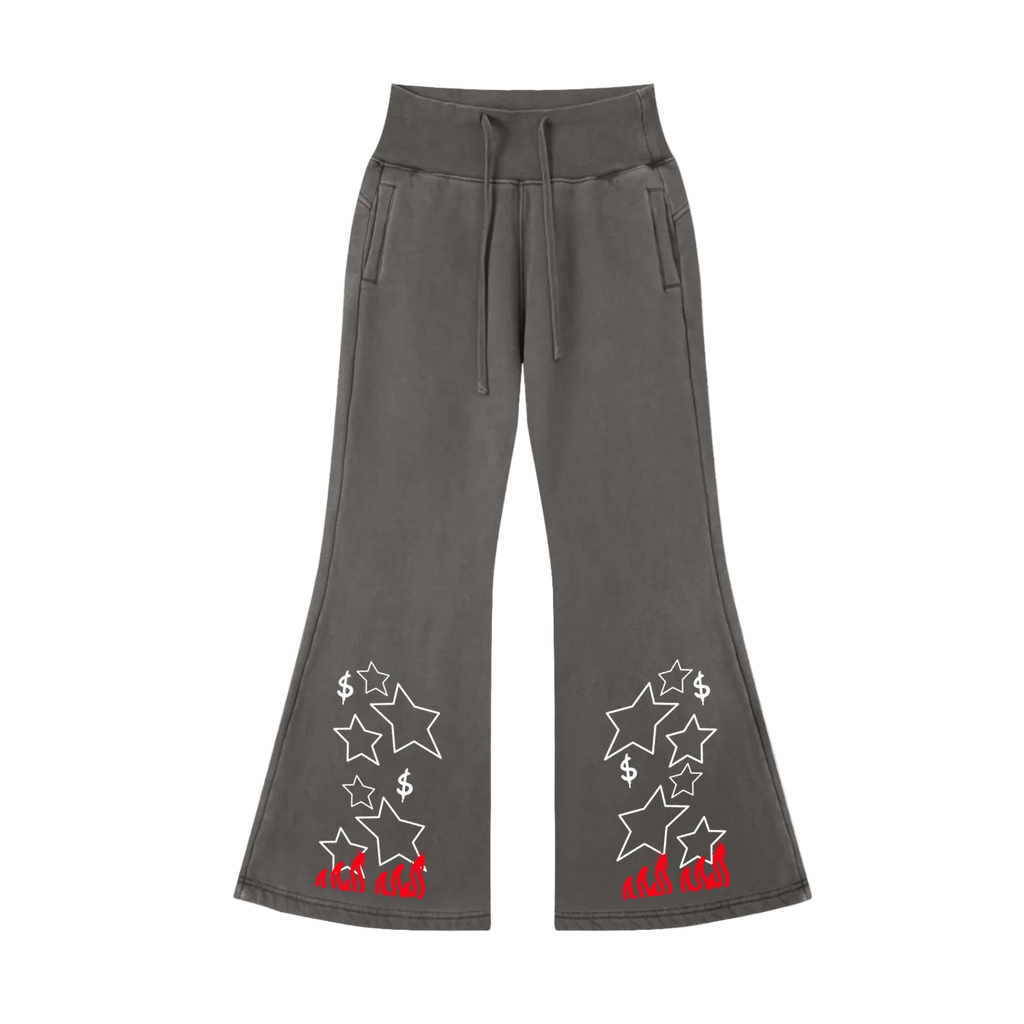 Vintage Washed Flared Fleece Pants