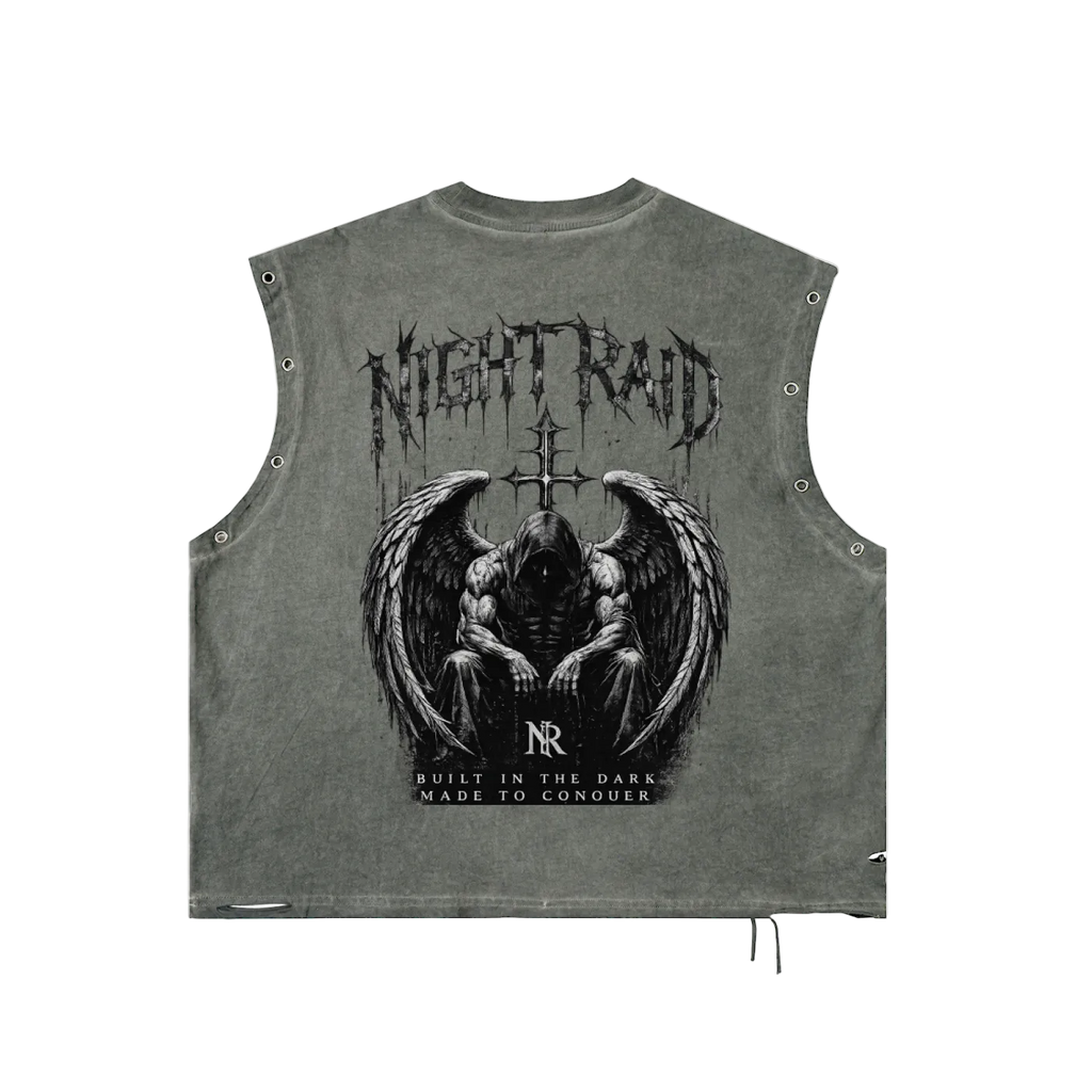 NightRaid “Built In The Dark” Sleeveless Distressed Tee