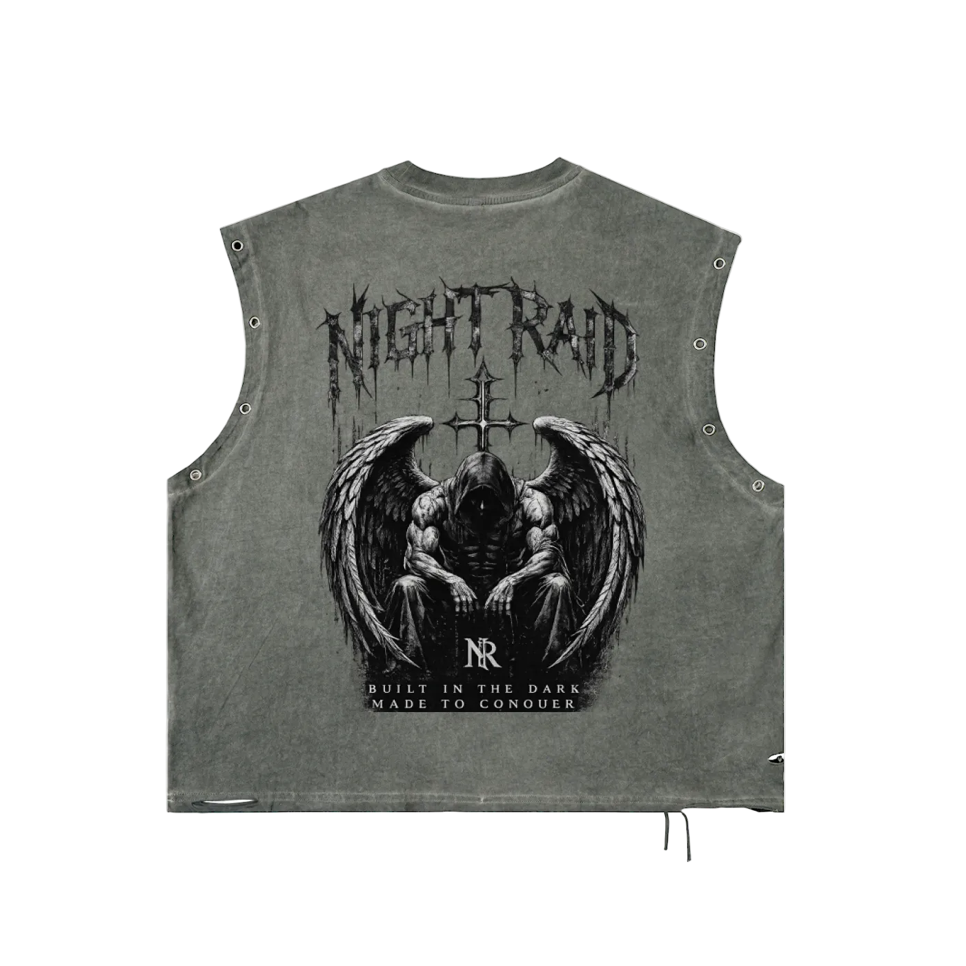 NightRaid “Built In The Dark” Sleeveless Distressed Tee