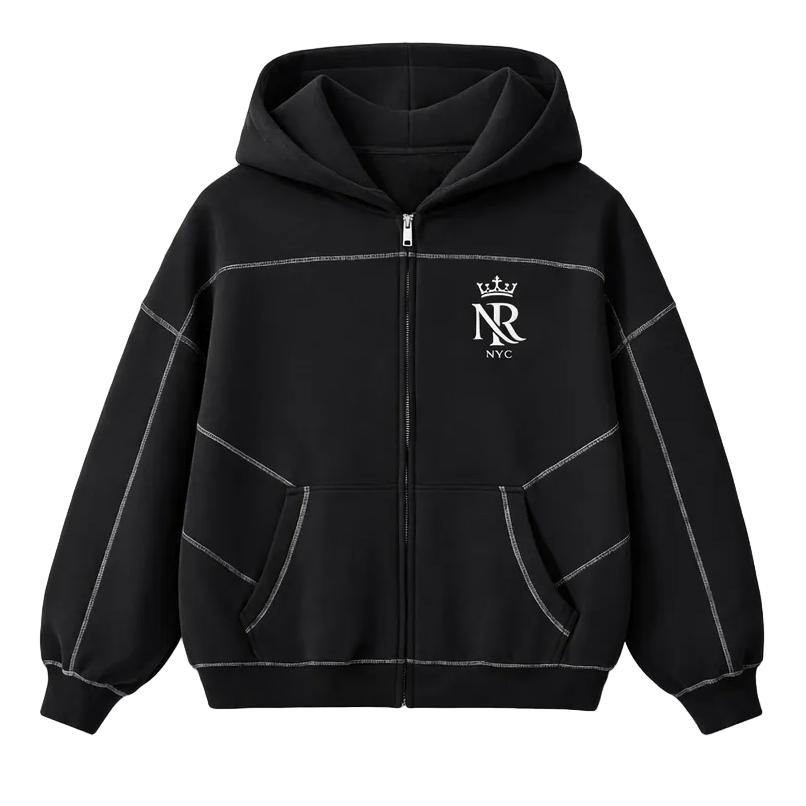 NightRaid “Architect” Contrast Stitch Zip Hoodie