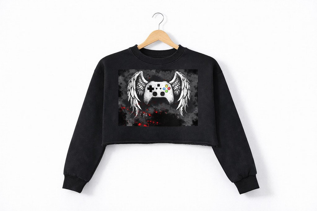 Angel Wings Gamer Girl Cropped Sweatshirt