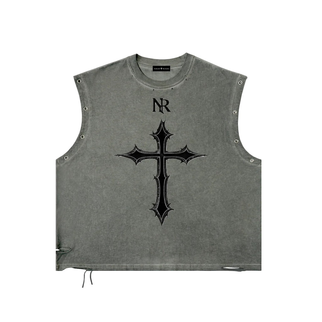 NightRaid “Built In The Dark” Sleeveless Distressed Tee