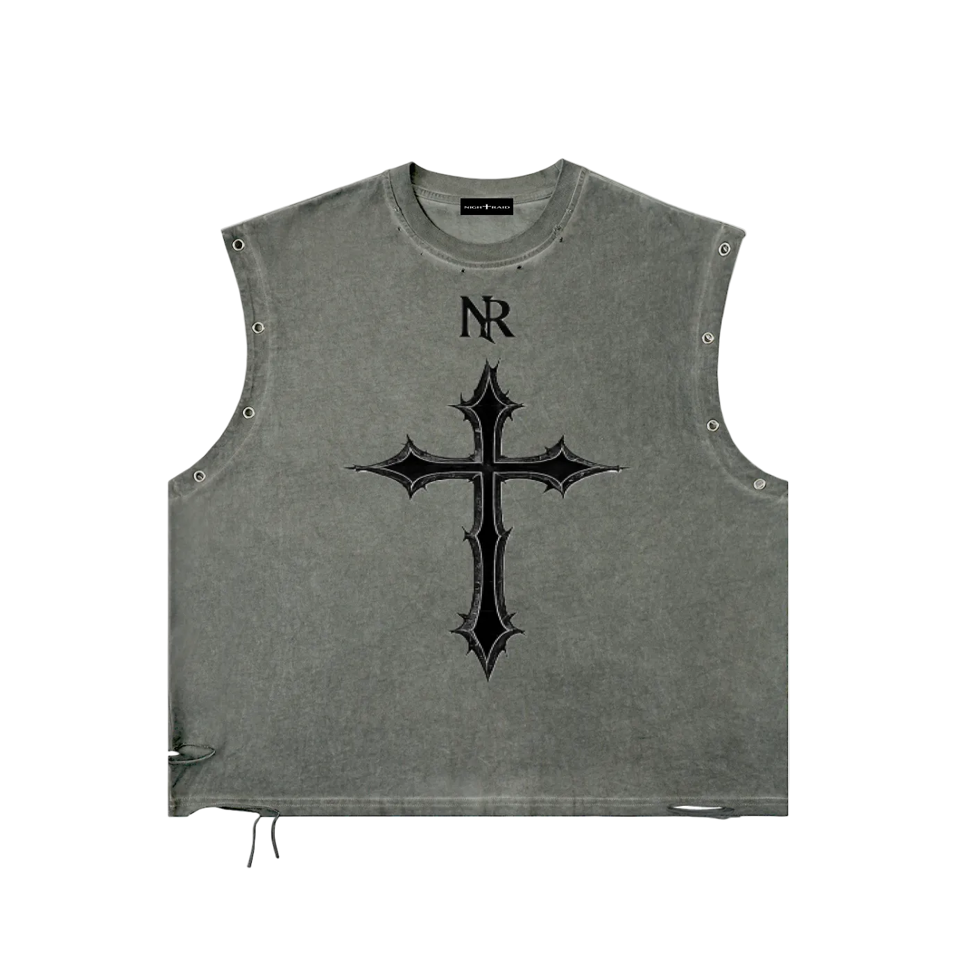 NightRaid “Built In The Dark” Sleeveless Distressed Tee
