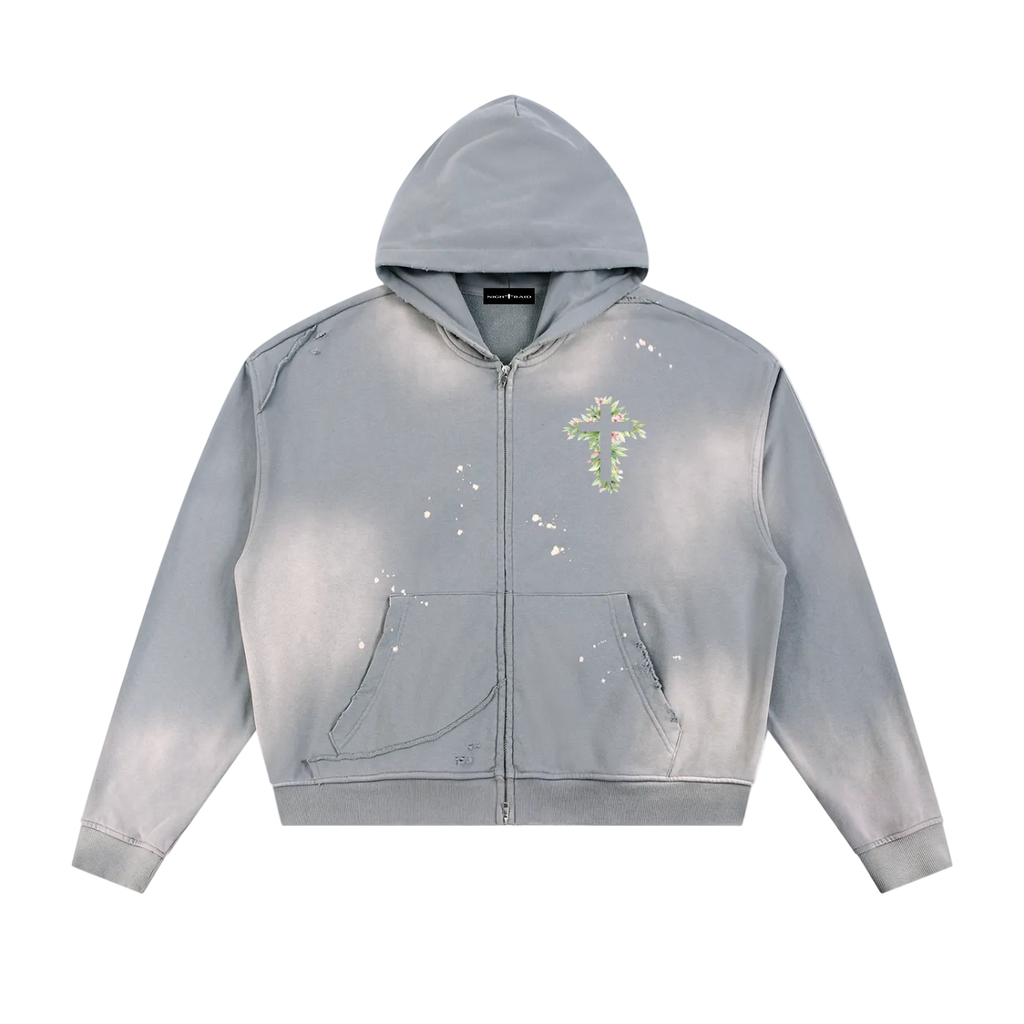 NightRaid “Stay Wild / Stay Free” Sun Fade Zip Hoodie