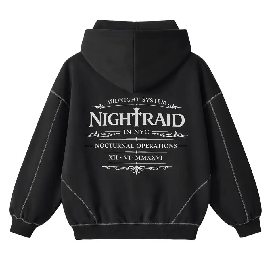 NightRaid “Architect” Contrast Stitch Zip Hoodie