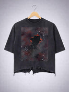 Vintage Cowboy Graphic Themed Distressed Hem T-Shirt