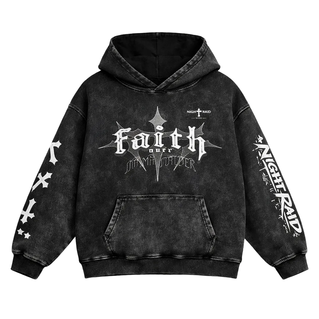 “Faith” Washed Black Vintage Hoodie