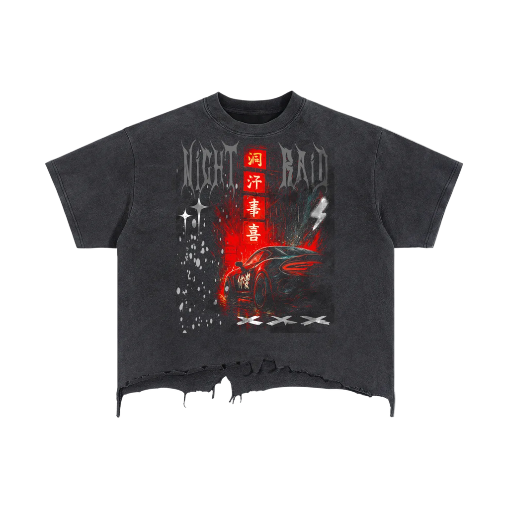 Vintage Wash Graphic Distressed Hem T-Shirt