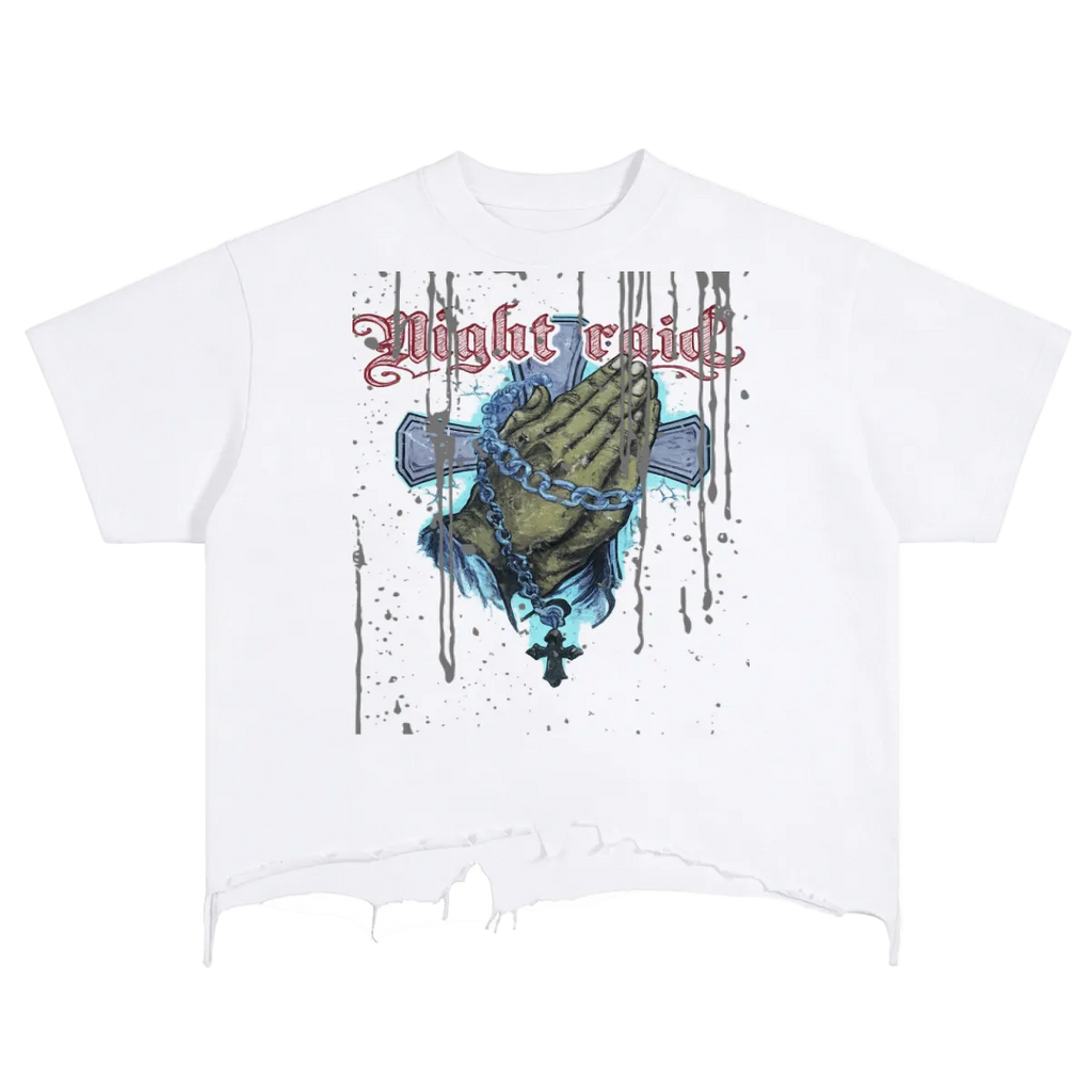 NIGHTRAID — MARTYR PRAYER Distressed Hem Tee