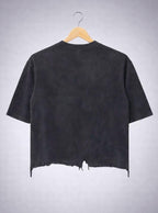 Vintage Cowboy Graphic Themed Distressed Hem T-Shirt