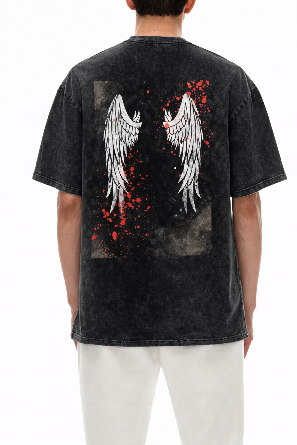 Snow Washed Bloody Angel Graphic Oversized T-Shirt