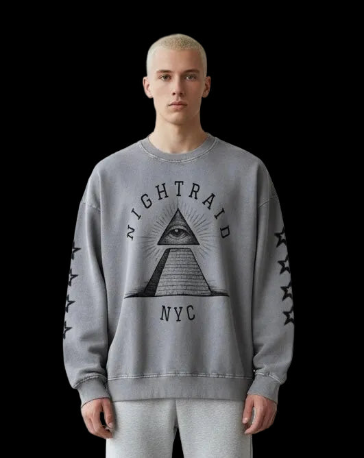 NightRaid “Ascension Protocol” Snow Washed Crewneck