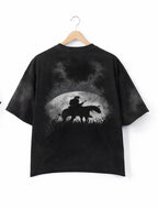 Western Outlaw Dark Cowboy Vintage Washed Oversized Tee