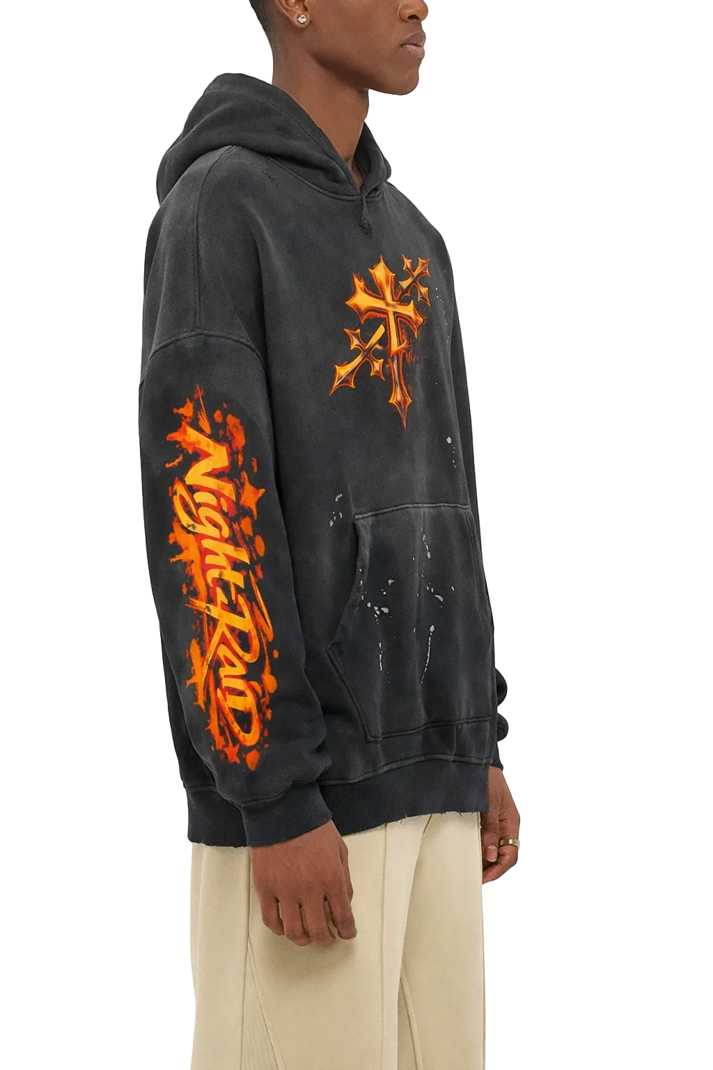 NightRaid “Infernal Cross” Heavyweight Vintage Washed Hoodie