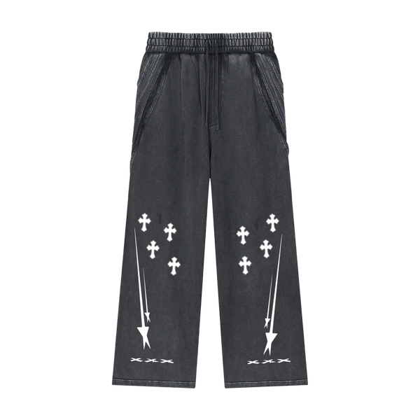 Snow Washed Tape Raw Edge Sweatpants