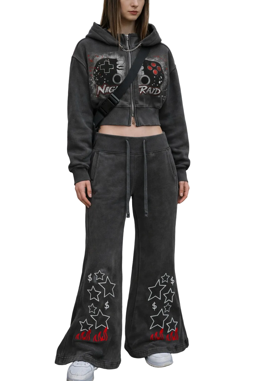Vintage Washed Flared Fleece Pants