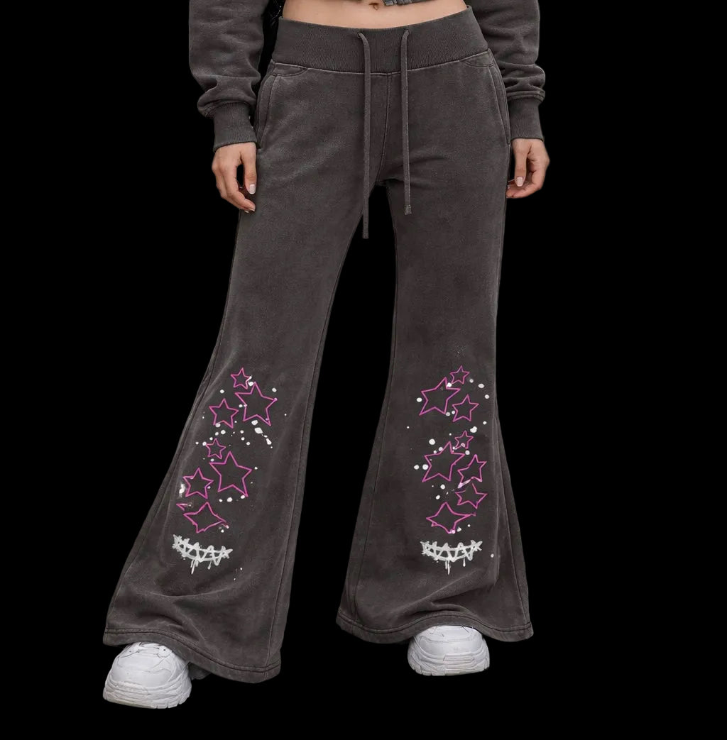 Vintage Washed Flared Fleece Pants