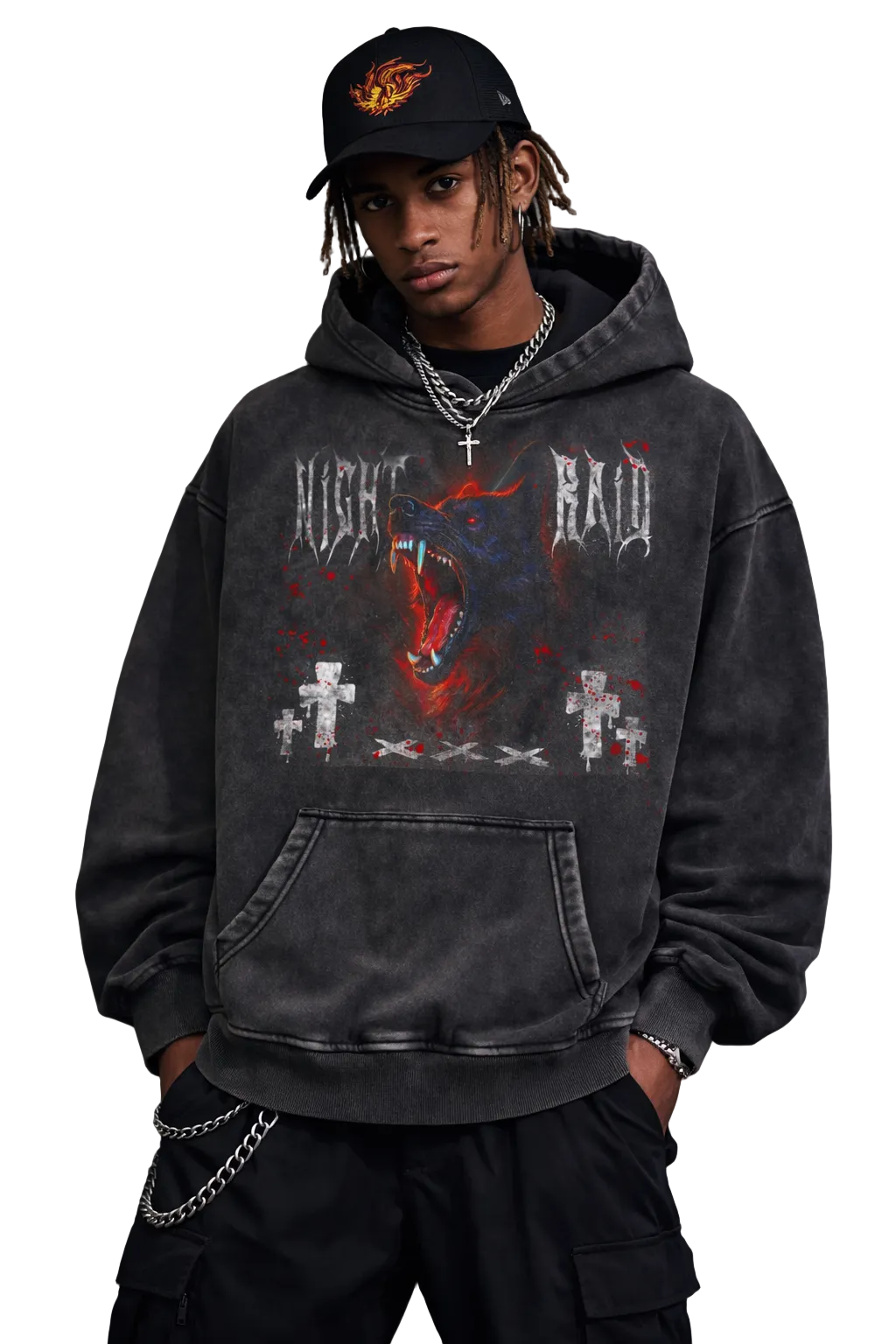 Oversized Vintage Hoodie – Distressed Heavyweight Pullover