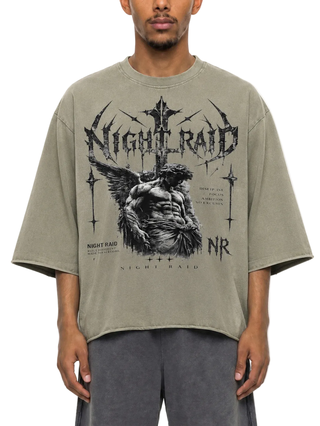 NightRaid — Fallen Ascension Oversized Raw Hem Tee